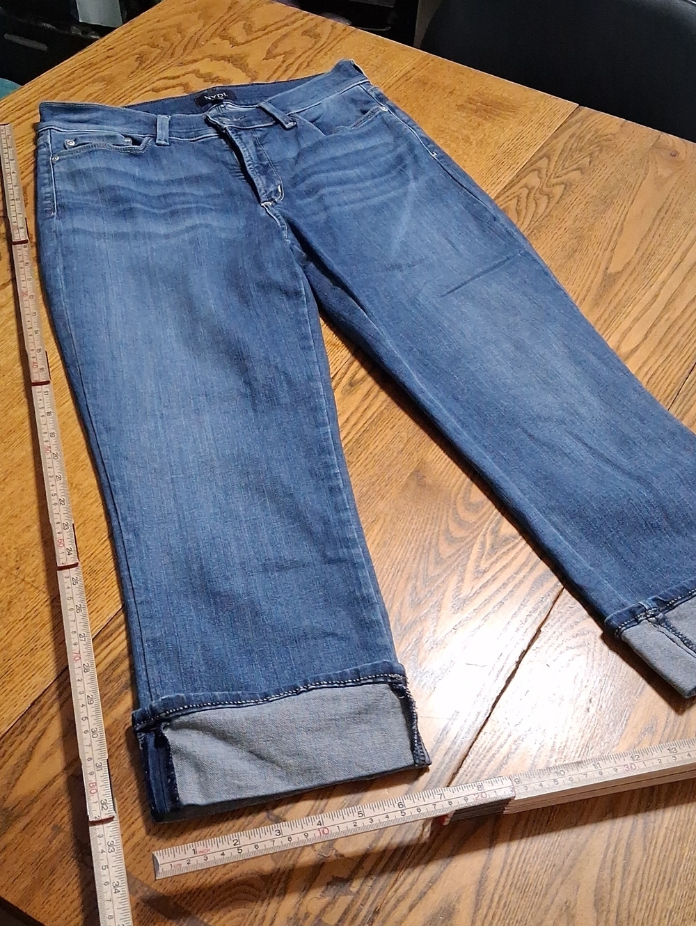 NYDJ Jeans Womens 6 BLUE DAYLA WIDE CUFFED CAPRI Used LIFT TUCK Denim  Pants